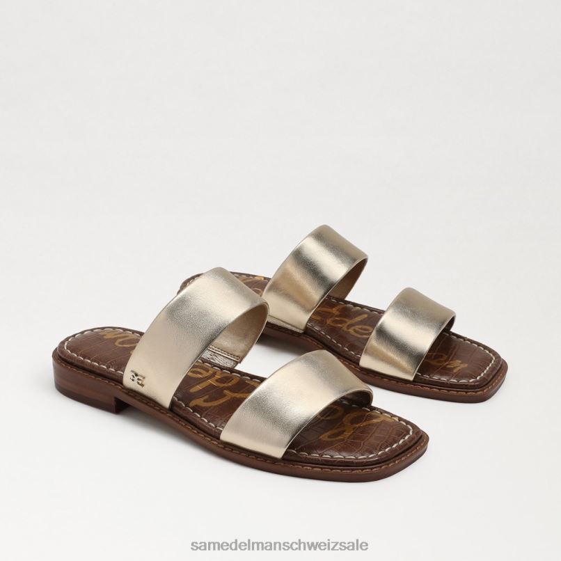 CH Sam Edelman Frauen Haydee Slide-Sandale Blattgoldleder X2J86574 Schuhwerk