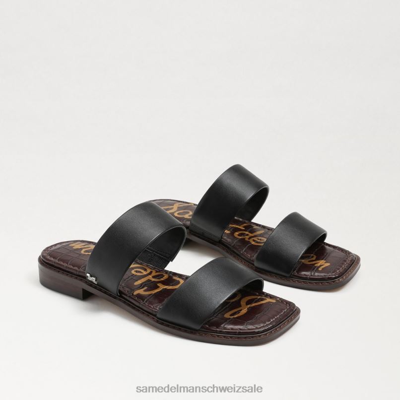 CH Sam Edelman Frauen Haydee Slide-Sandale schwarzes Leder X2J86572 Schuhwerk