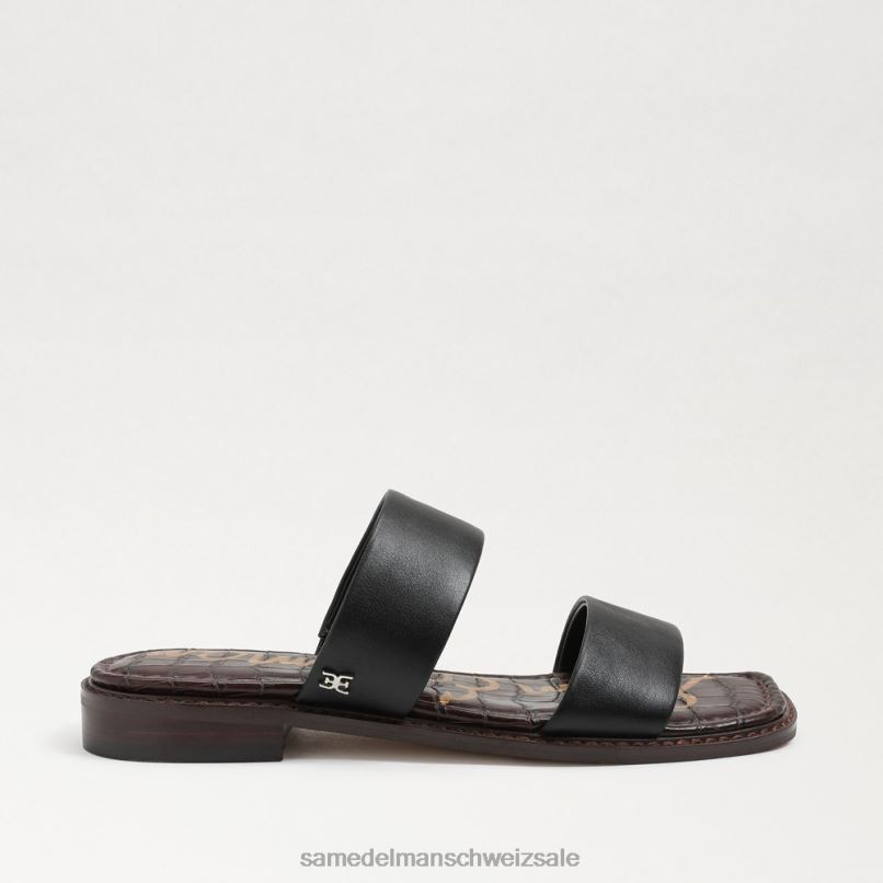 CH Sam Edelman Frauen Haydee Slide-Sandale schwarzes Leder X2J86572 Schuhwerk