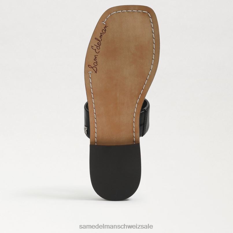 CH Sam Edelman Frauen Haydee Slide-Sandale schwarzes Leder X2J86572 Schuhwerk
