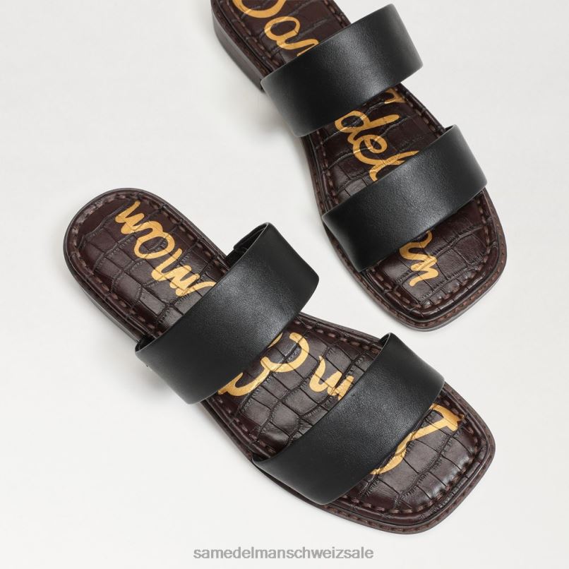 CH Sam Edelman Frauen Haydee Slide-Sandale schwarzes Leder X2J86572 Schuhwerk