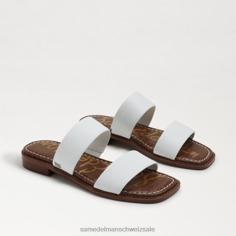 CH Sam Edelman Frauen Haydee Slide-Sandale weißes Leder X2J86573 Schuhwerk