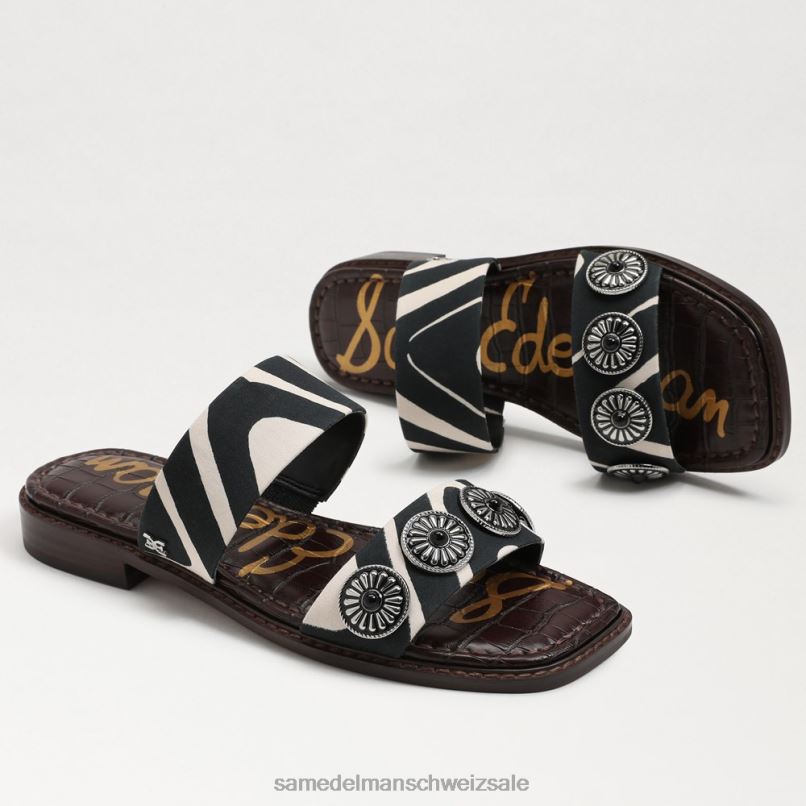 CH Sam Edelman Frauen Hera Slide-Sandale schwarz/natürliches Zebra X2J86741 Schuhwerk