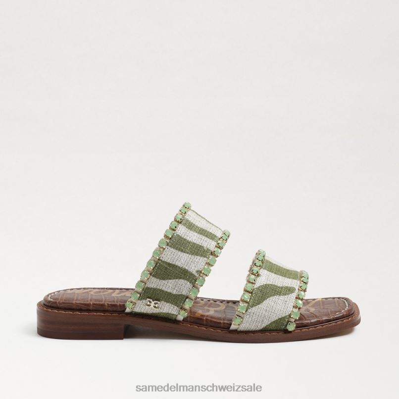 CH Sam Edelman Frauen Hopie Slide-Sandale Farn/natürliches Zebraleinen X2J86821 Schuhwerk