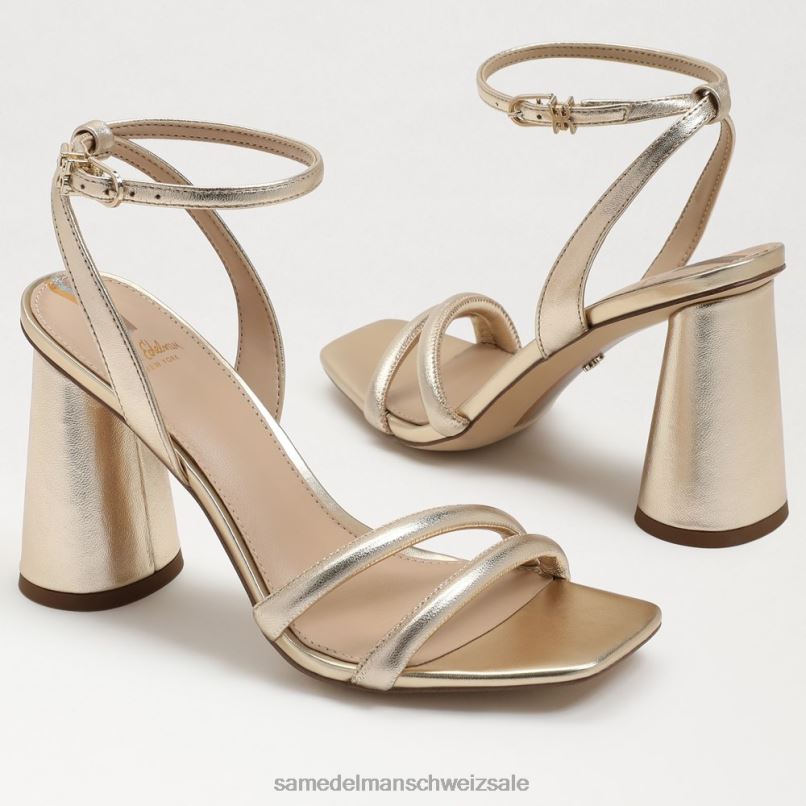 CH Sam Edelman Frauen Kia-Sandale mit Blockabsatz Blattgoldleder X2J86105 Schuhwerk