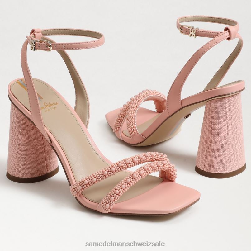 CH Sam Edelman Frauen Kia-Sandale mit Perlenblockabsatz Korallenpfirsich X2J86711 Schuhwerk