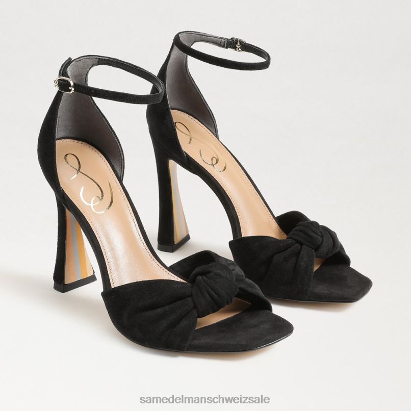 CH Sam Edelman Frauen Lucia-Knöchelriemen mit offenem Zehenabsatz schwarzes Wildleder X2J86875 Schuhwerk