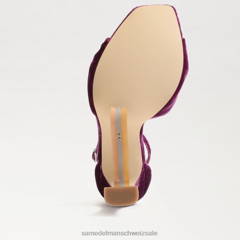 CH Sam Edelman Frauen Lucia-Knöchelriemen mit offenem Zehenabsatz tiefer Orchideensamt X2J86874 Schuhwerk