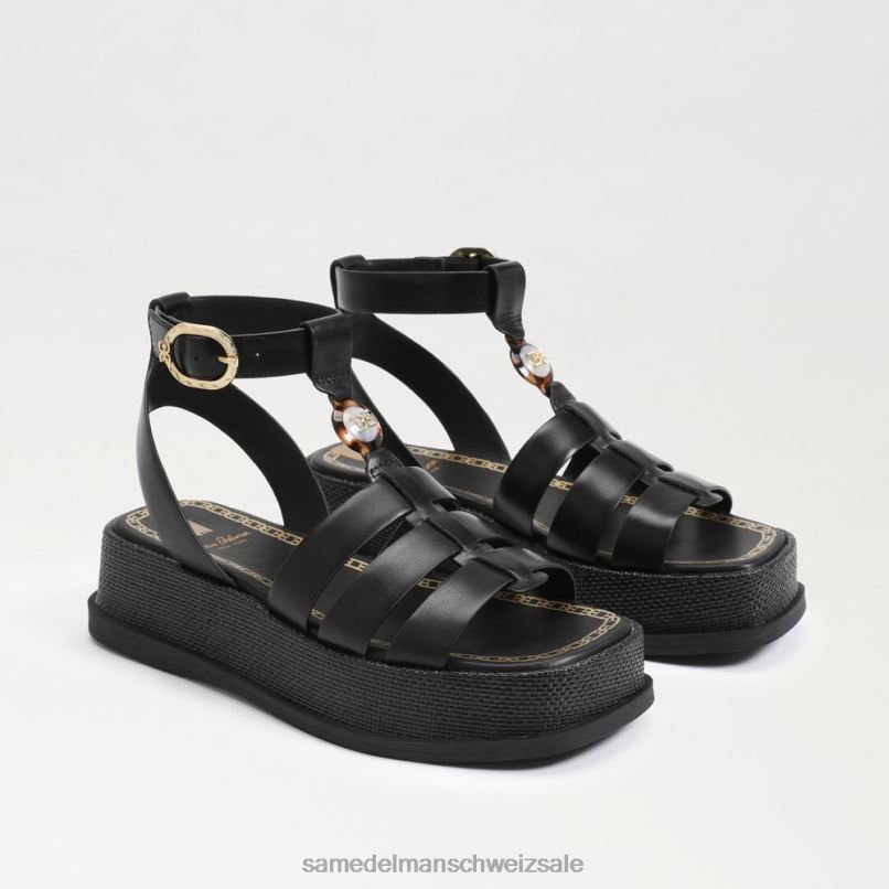 CH Sam Edelman Frauen Naima Plateau-Gladiator-Sandale schwarzes Leder X2J86602 Schuhwerk