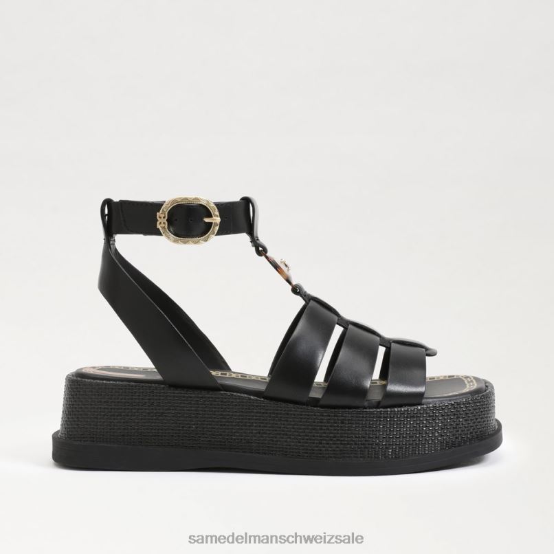 CH Sam Edelman Frauen Naima Plateau-Gladiator-Sandale schwarzes Leder X2J86602 Schuhwerk