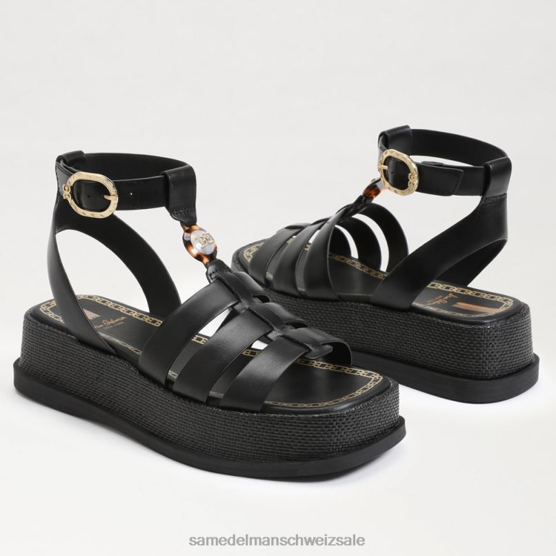 CH Sam Edelman Frauen Naima Plateau-Gladiator-Sandale schwarzes Leder X2J86602 Schuhwerk