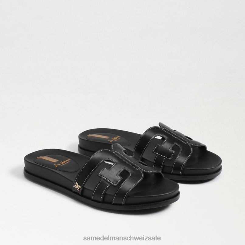 CH Sam Edelman Frauen Nettie Slide-Sandale schwarzes Leder X2J86274 Schuhwerk