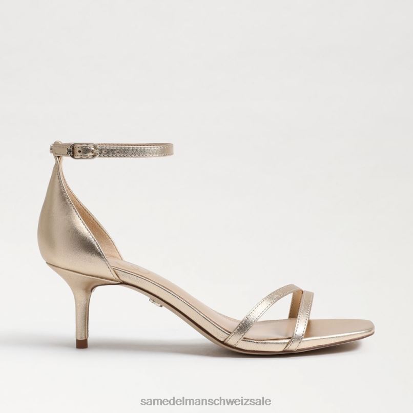 CH Sam Edelman Frauen Pfingstrosen-Sandale mit Kätzchenabsatz Blattgoldleder X2J86506 Schuhwerk