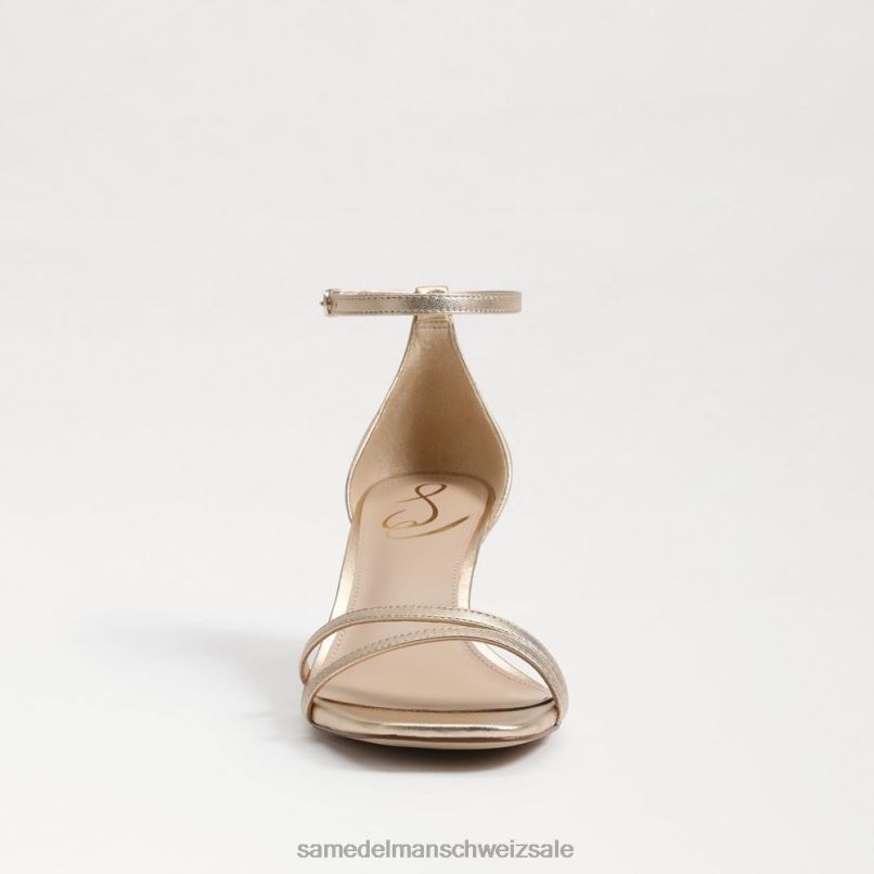 CH Sam Edelman Frauen Pfingstrosen-Sandale mit Kätzchenabsatz Blattgoldleder X2J86506 Schuhwerk