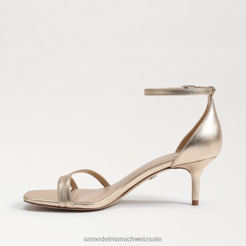 CH Sam Edelman Frauen Pfingstrosen-Sandale mit Kätzchenabsatz Blattgoldleder X2J86506 Schuhwerk