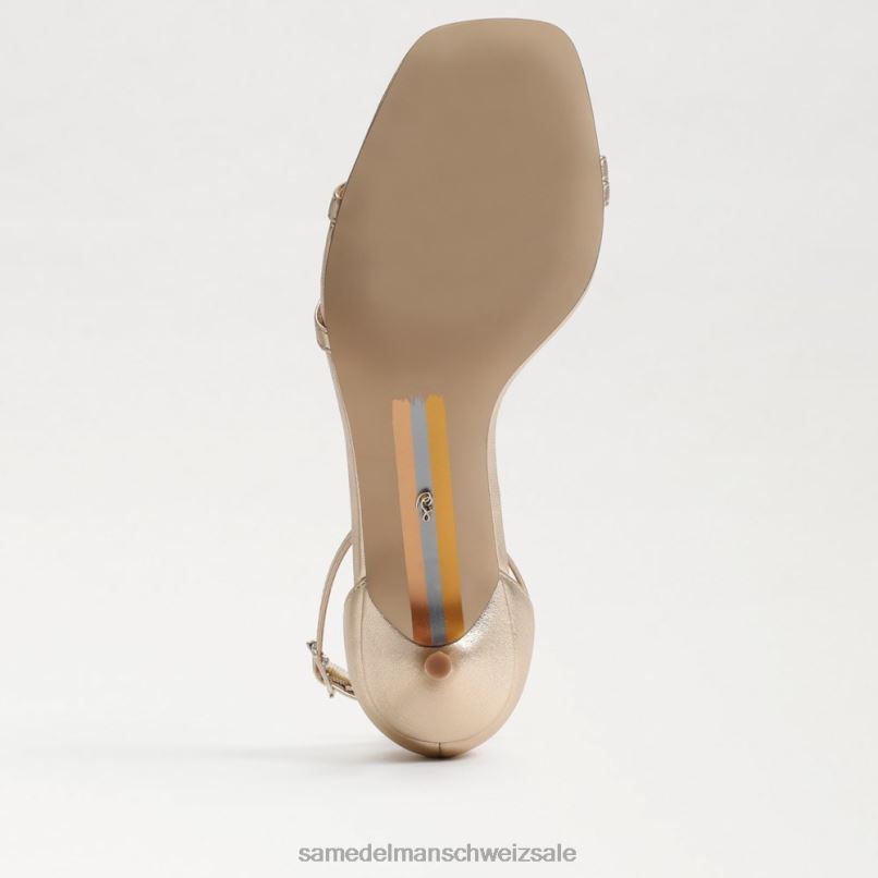 CH Sam Edelman Frauen Pfingstrosen-Sandale mit Kätzchenabsatz Blattgoldleder X2J86506 Schuhwerk
