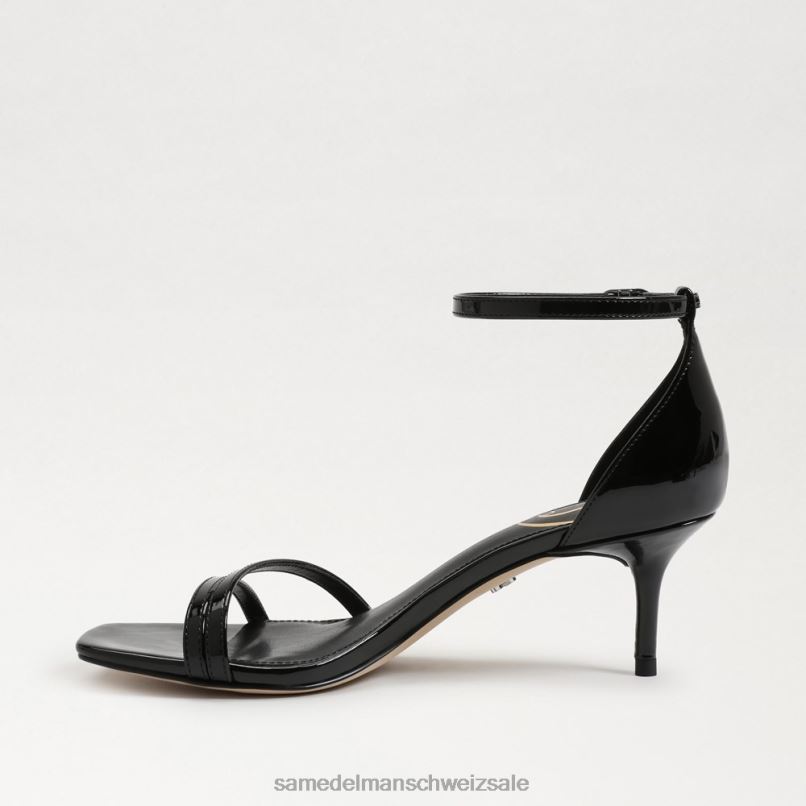 CH Sam Edelman Frauen Pfingstrosen-Sandale mit Kätzchenabsatz schwarzes Lackleder X2J86503 Schuhwerk