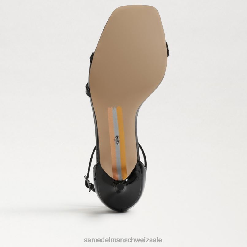 CH Sam Edelman Frauen Pfingstrosen-Sandale mit Kätzchenabsatz schwarzes Lackleder X2J86503 Schuhwerk