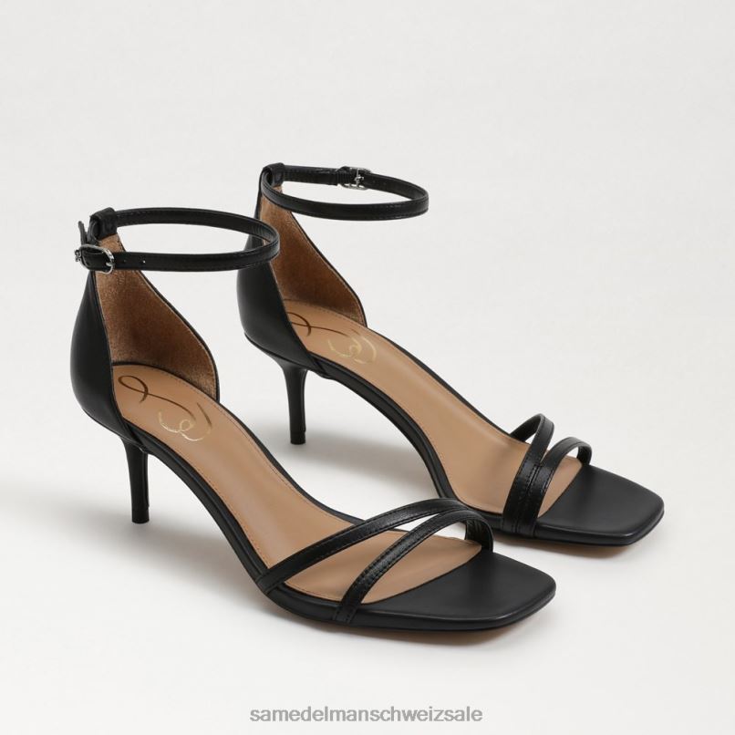 CH Sam Edelman Frauen Pfingstrosen-Sandale mit Kätzchenabsatz schwarzes Leder X2J86500 Schuhwerk