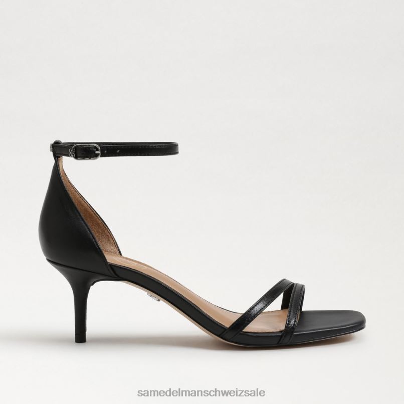 CH Sam Edelman Frauen Pfingstrosen-Sandale mit Kätzchenabsatz schwarzes Leder X2J86500 Schuhwerk
