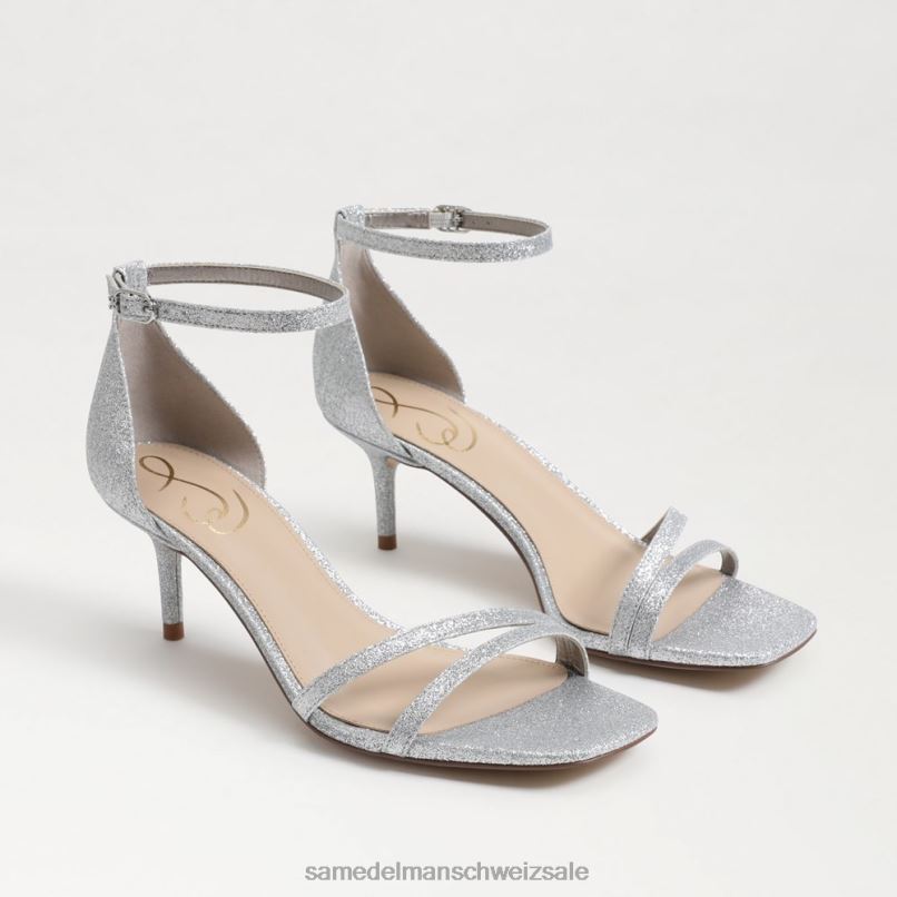 CH Sam Edelman Frauen Pfingstrosen-Sandale mit Kätzchenabsatz weiches Silber X2J86501 Schuhwerk