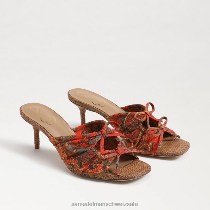 CH Sam Edelman Frauen Pia Riemchenabsatz Orangenmohn X2J86599 Schuhwerk