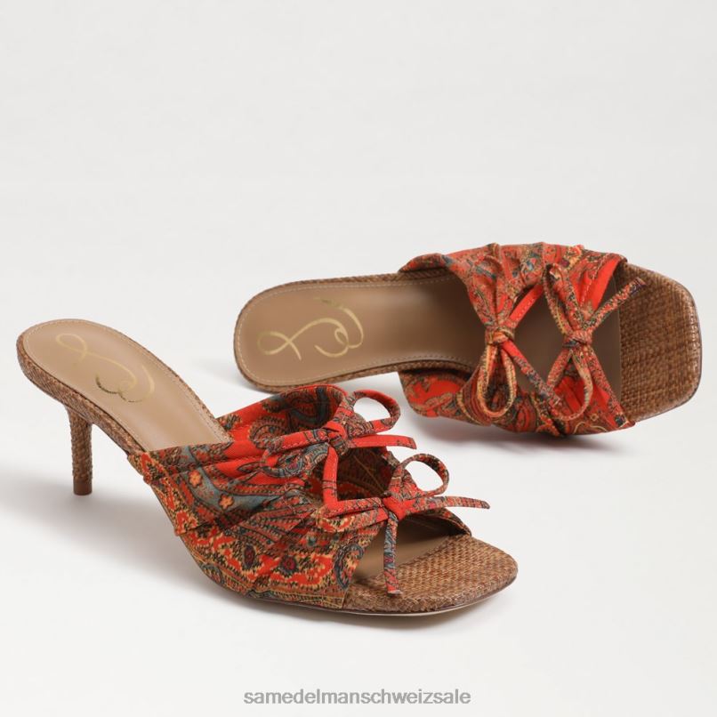 CH Sam Edelman Frauen Pia Riemchenabsatz Orangenmohn X2J86599 Schuhwerk
