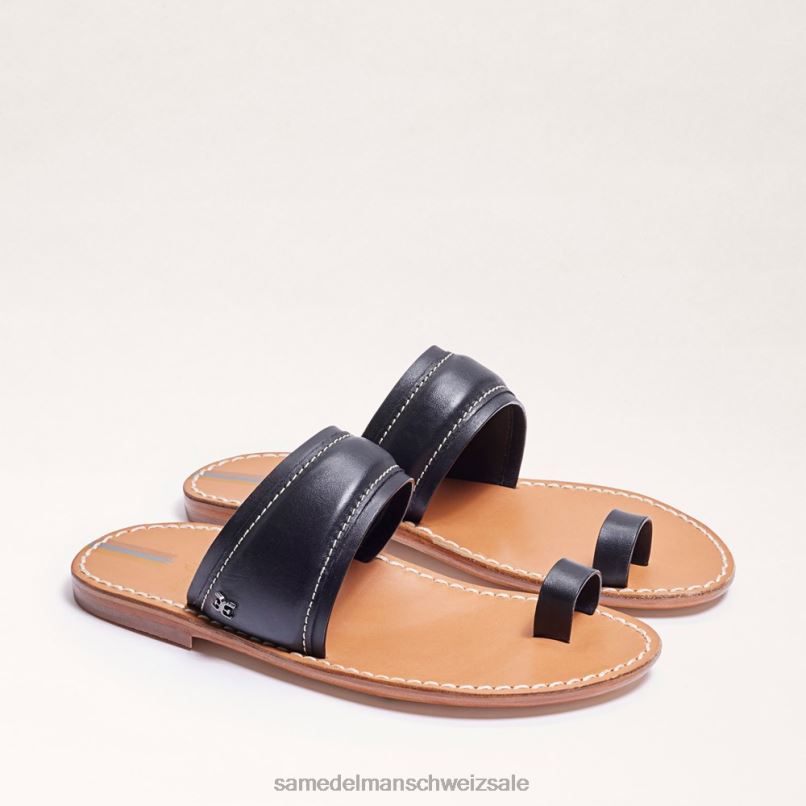 CH Sam Edelman Frauen Sandale „Margit“ mit Zehenring schwarzes Leder X2J86258 Schuhwerk