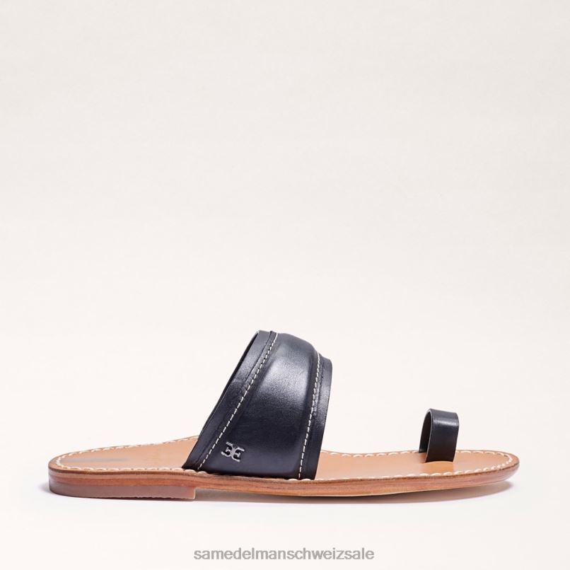 CH Sam Edelman Frauen Sandale „Margit“ mit Zehenring schwarzes Leder X2J86258 Schuhwerk