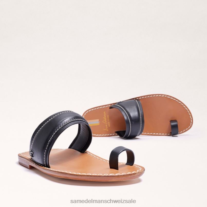 CH Sam Edelman Frauen Sandale „Margit“ mit Zehenring schwarzes Leder X2J86258 Schuhwerk