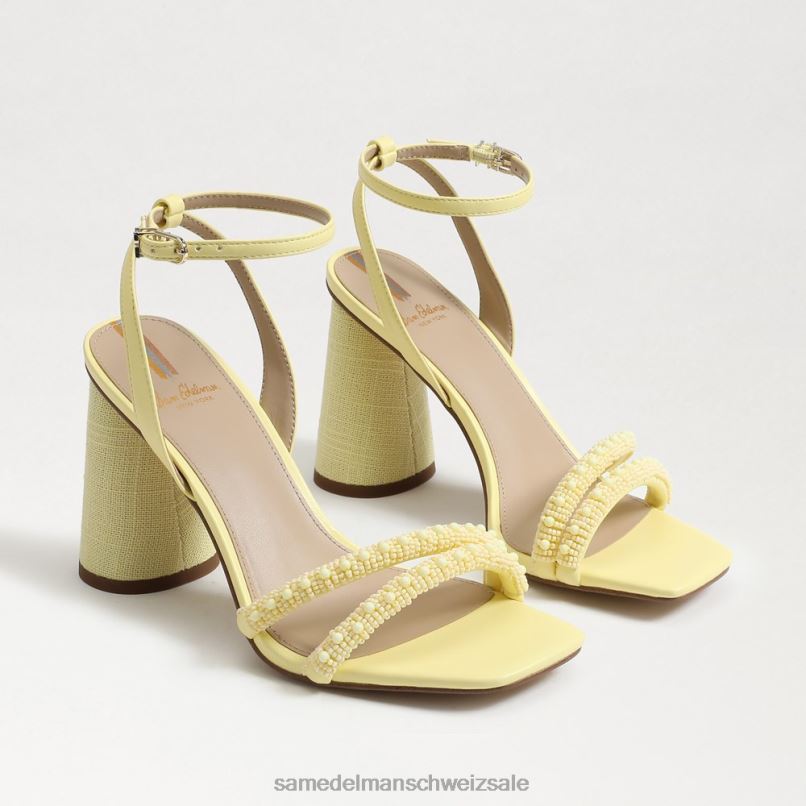 CH Sam Edelman Frauen Sandale mit Blockabsatz und Perlen von Kia buttergelb X2J86489 Schuhwerk