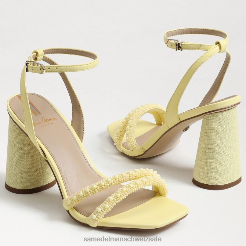 CH Sam Edelman Frauen Sandale mit Blockabsatz und Perlen von Kia buttergelb X2J86489 Schuhwerk