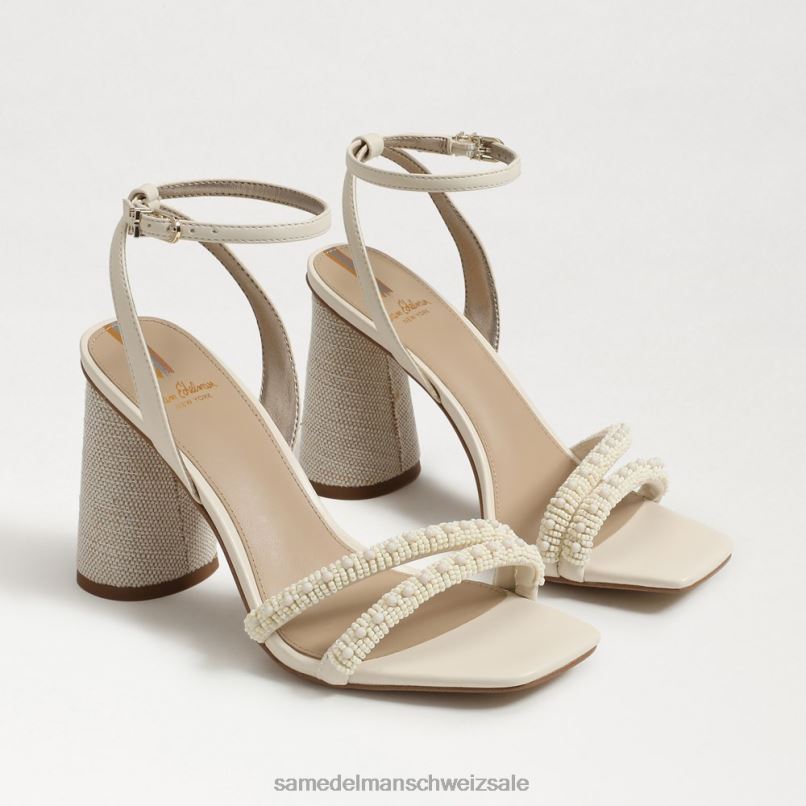 CH Sam Edelman Frauen Sandale mit Blockabsatz und Perlen von Kia modernes Elfenbein X2J86488 Schuhwerk