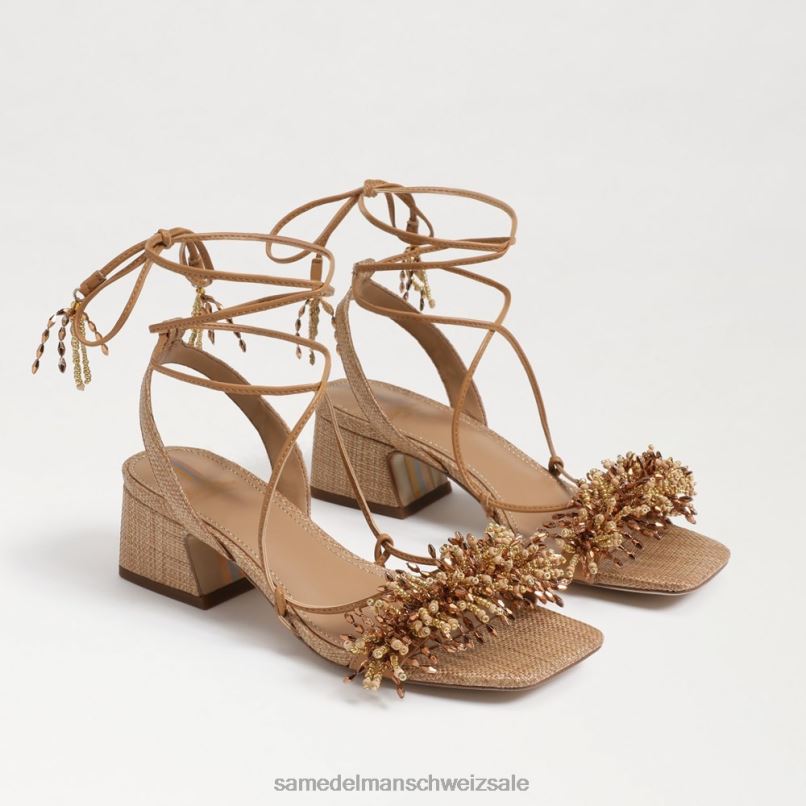 CH Sam Edelman Frauen Walda Perlen-Sandale mit Blockabsatz bräunliche Bräune X2J8664 Schuhwerk