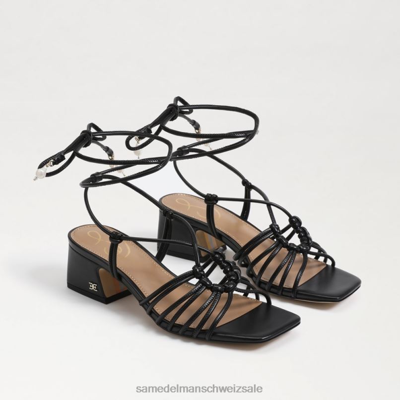 CH Sam Edelman Frauen Westley Schnürsandale mit Blockabsatz schwarzes Leder X2J86398 Schuhwerk