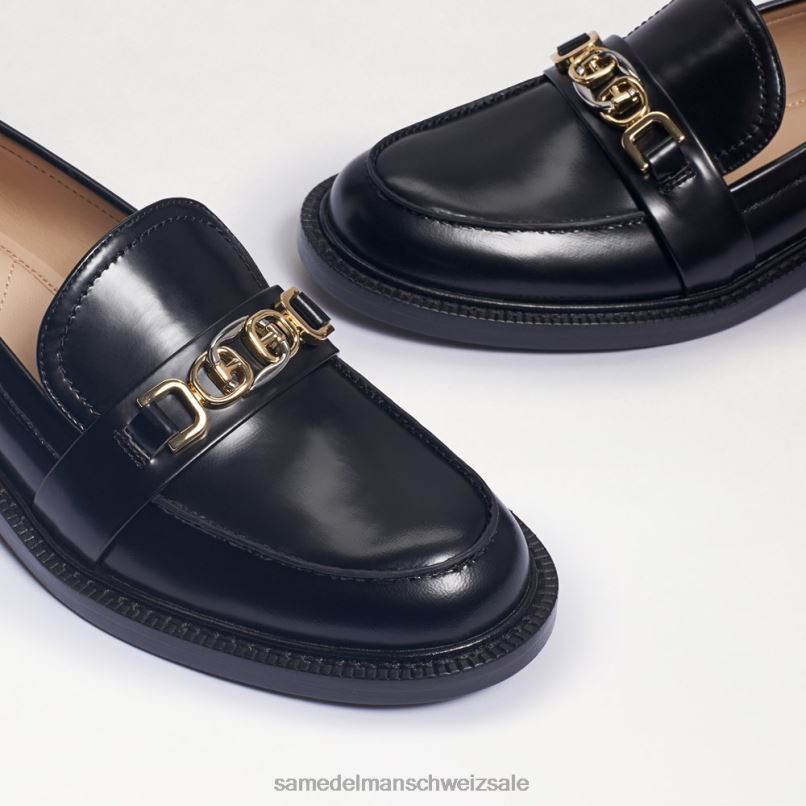 CH Sam Edelman Frauen Christy-Loafer Black-Box-Leder X2J86215 Schuhwerk
