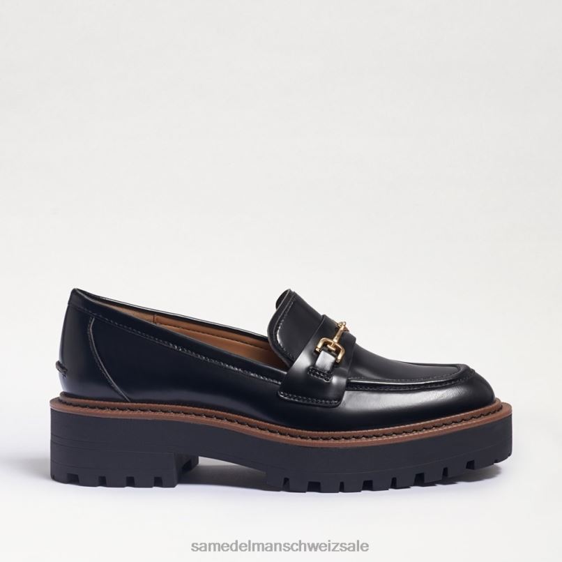 CH Sam Edelman Frauen Laurs Loafer mit Stollensohle schwarze glänzende Box X2J86428 Schuhwerk