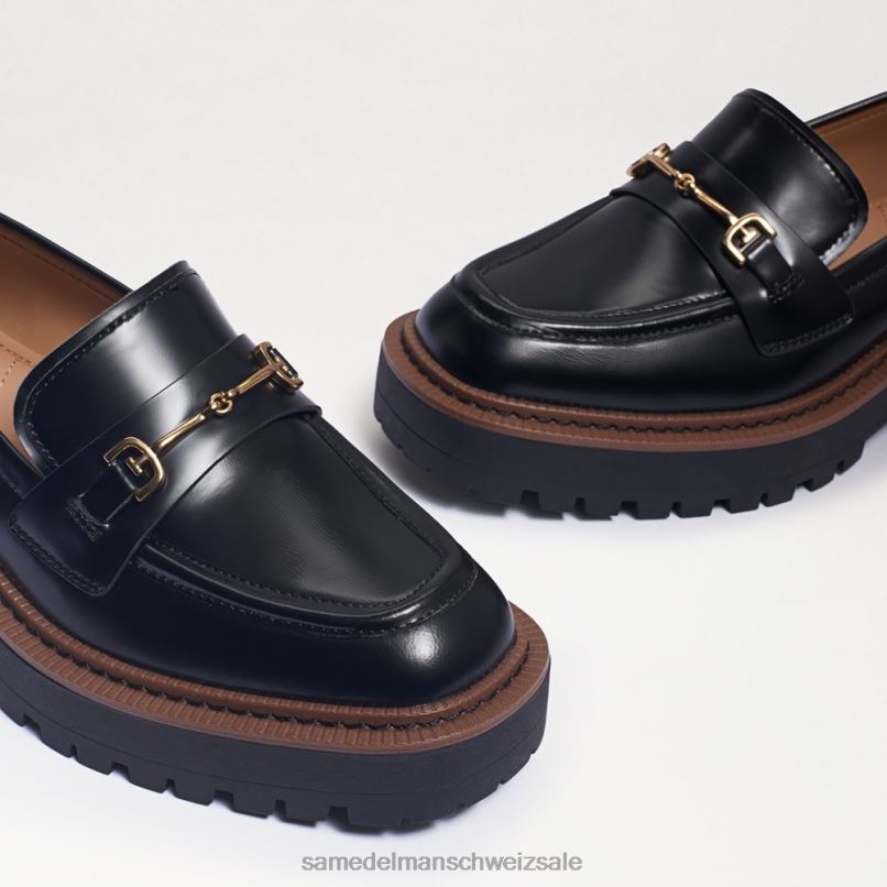 CH Sam Edelman Frauen Laurs Loafer mit Stollensohle schwarze glänzende Box X2J86428 Schuhwerk
