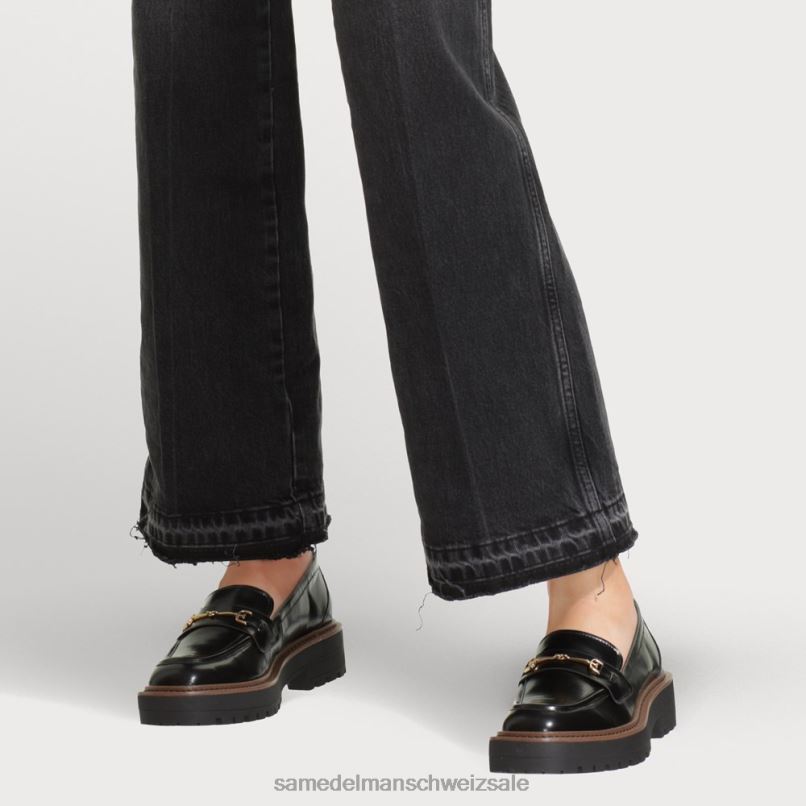 CH Sam Edelman Frauen Laurs Loafer mit Stollensohle schwarze glänzende Box X2J86428 Schuhwerk