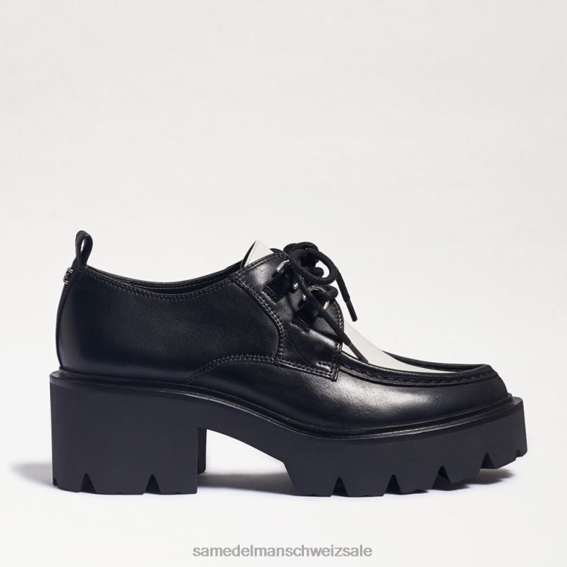 CH Sam Edelman Frauen Monna-Loafer zum Schnüren mit Stollensohle schwarz/weißes Leder X2J86719 Schuhwerk