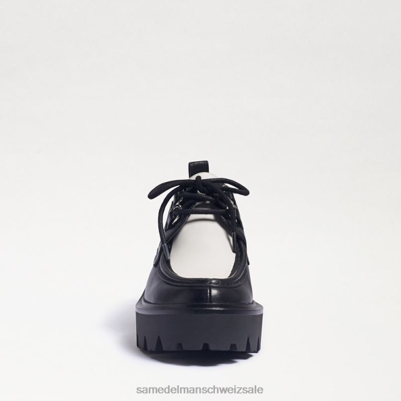 CH Sam Edelman Frauen Monna-Loafer zum Schnüren mit Stollensohle schwarz/weißes Leder X2J86719 Schuhwerk