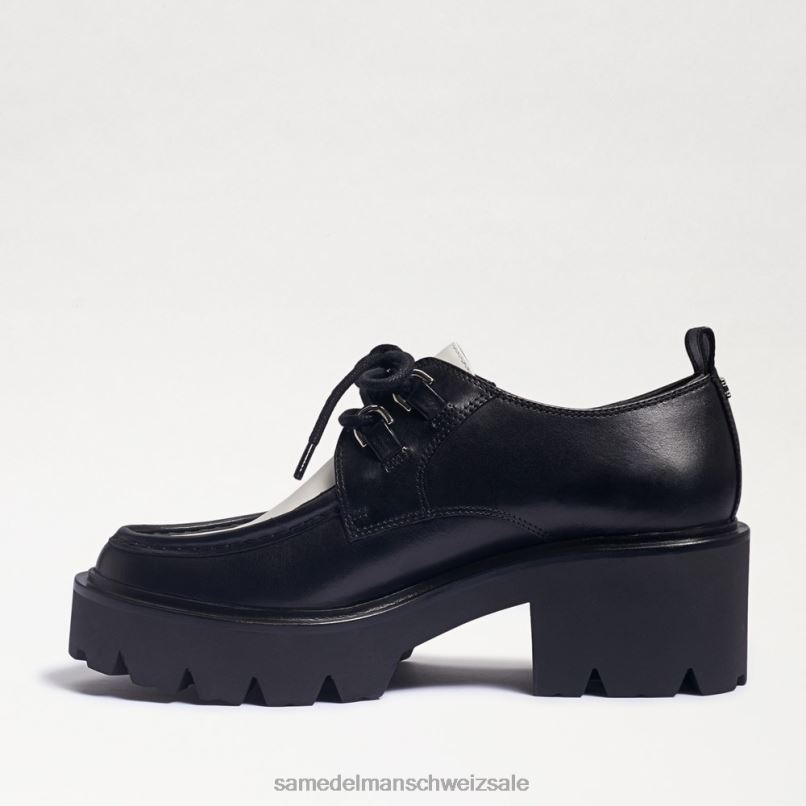 CH Sam Edelman Frauen Monna-Loafer zum Schnüren mit Stollensohle schwarz/weißes Leder X2J86719 Schuhwerk