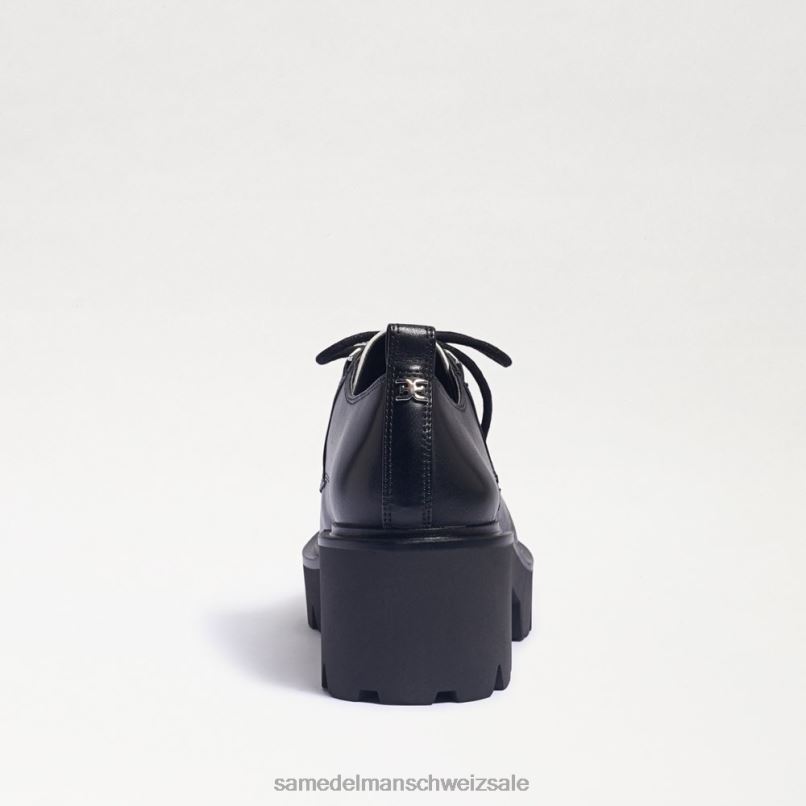 CH Sam Edelman Frauen Monna-Loafer zum Schnüren mit Stollensohle schwarz/weißes Leder X2J86719 Schuhwerk