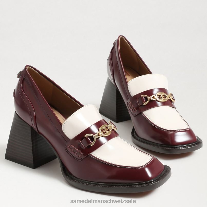 CH Sam Edelman Frauen Quincy-Loafer mit Blockabsatz Syrah/modernes Elfenbein X2J86629 Schuhwerk