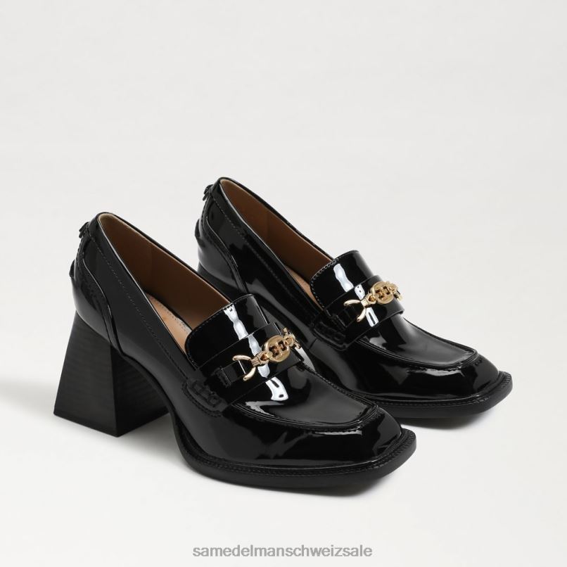 CH Sam Edelman Frauen Quincy-Loafer mit Blockabsatz schwarzes Lackleder X2J86631 Schuhwerk
