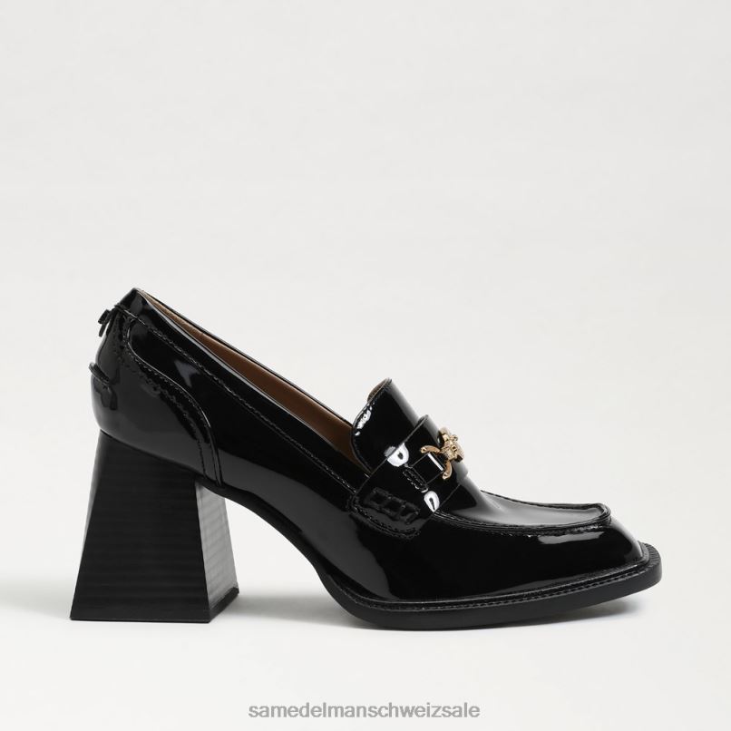 CH Sam Edelman Frauen Quincy-Loafer mit Blockabsatz schwarzes Lackleder X2J86631 Schuhwerk