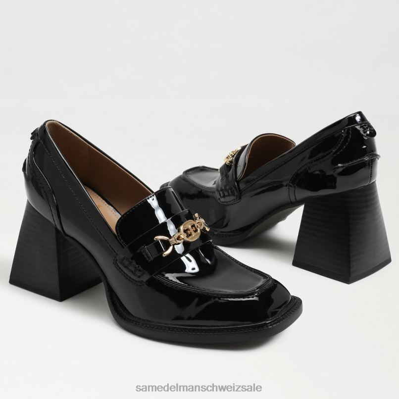 CH Sam Edelman Frauen Quincy-Loafer mit Blockabsatz schwarzes Lackleder X2J86631 Schuhwerk