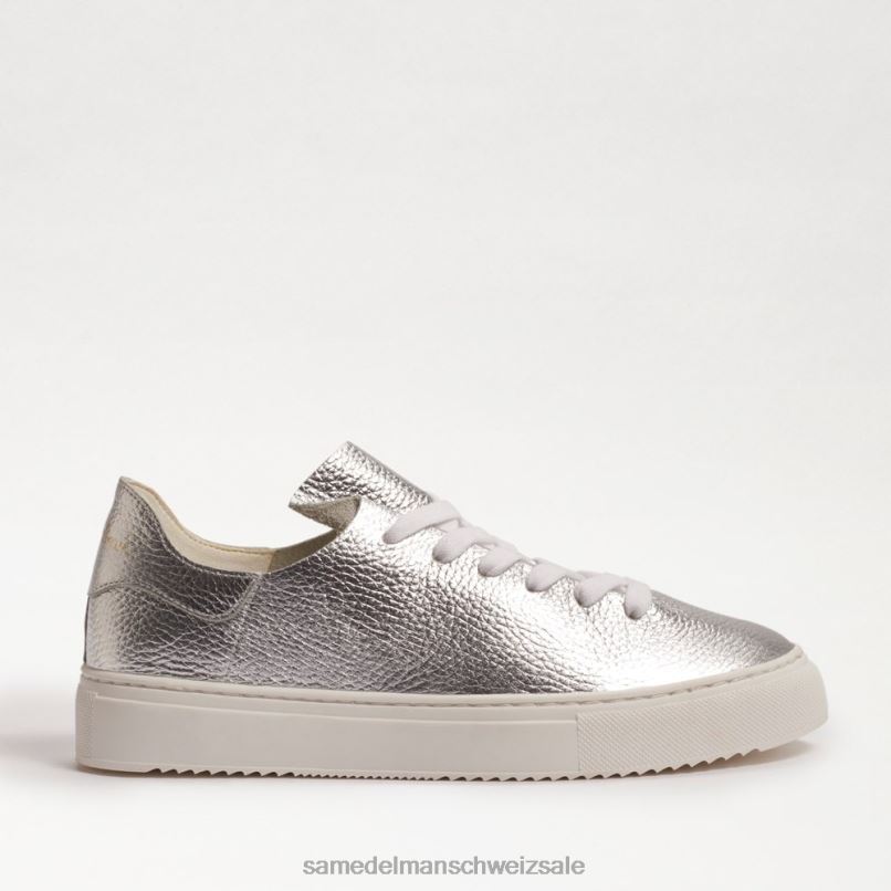 CH Sam Edelman Frauen Mohn-Schnürsneaker weiches silbernes Leder X2J86308 Schuhwerk