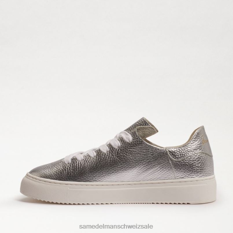 CH Sam Edelman Frauen Mohn-Schnürsneaker weiches silbernes Leder X2J86308 Schuhwerk