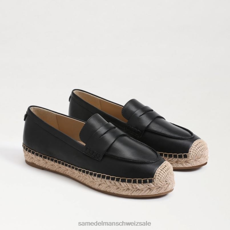 CH Sam Edelman Frauen Flache Espadrille-Loafer von Kai schwarzes Leder X2J86202 Schuhwerk